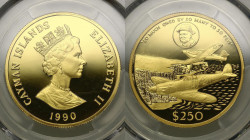 Cayman islands.Elizabeth II. 250 dollars 1990. Proof.