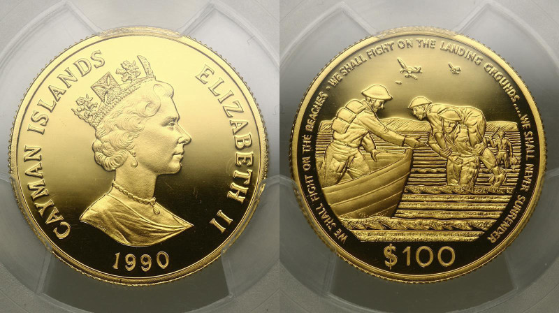 Cayman islands. Elizabeth II. 100 dollars 1990. Proof. PCGS PR69DCAM. AGW 0,5013...