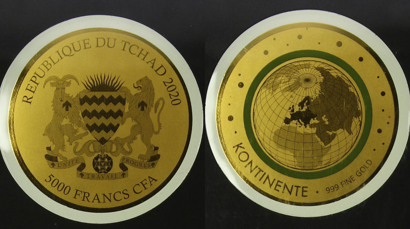 Chad. 5000 francs 2020. AGW 0,005 oz. 0,999. 0,1556 g. Solar system. Colored. In...