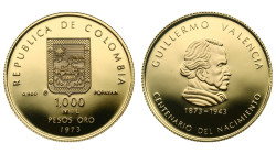 Colombia. 1000 pesos 1973. Proof.