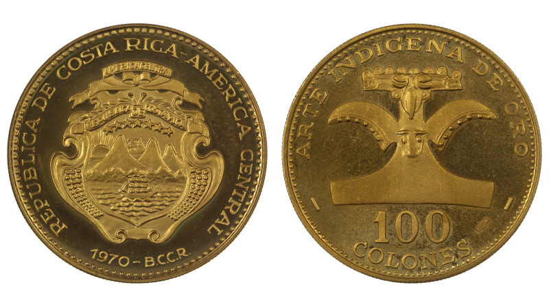 Costa Rica. 100 colones 1970. Proof. AGW 0,4311 oz. 0,900. 14,9 g. Inter-America...