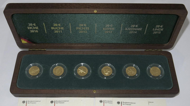 Germany. 20 euro 6 coins proof set 2010-2015. AGW 0,75 oz. 0,999. 23,34 g. Fores...