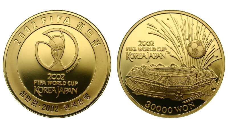 Korea South. 30000 won 2002. Proof. AGW 0,999 oz. 0,999. 31,11 g. FIFA World cup...