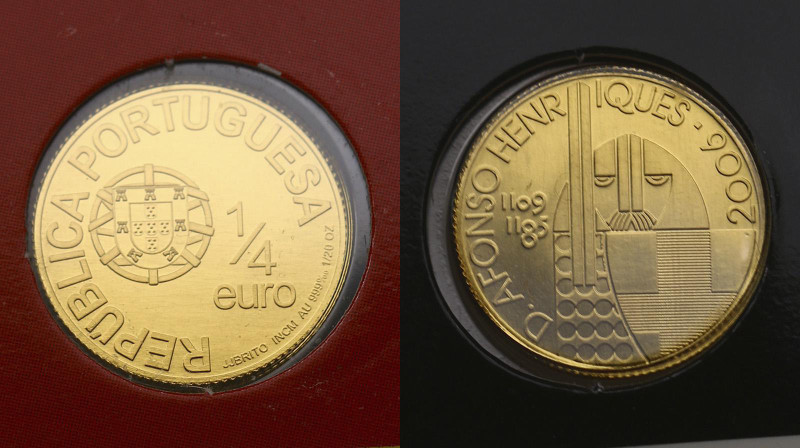 Portugal. 1/4 euro 2006. AGW 0,0501 oz. 0,999. 1,56 g. D.Afonso Henriques. КМ# 7...