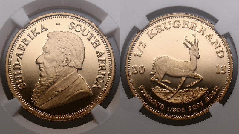 South Africa. 1/2 krugerrand 2013. Proof. NGC PF70 Ultra Cameo. One of First 300...