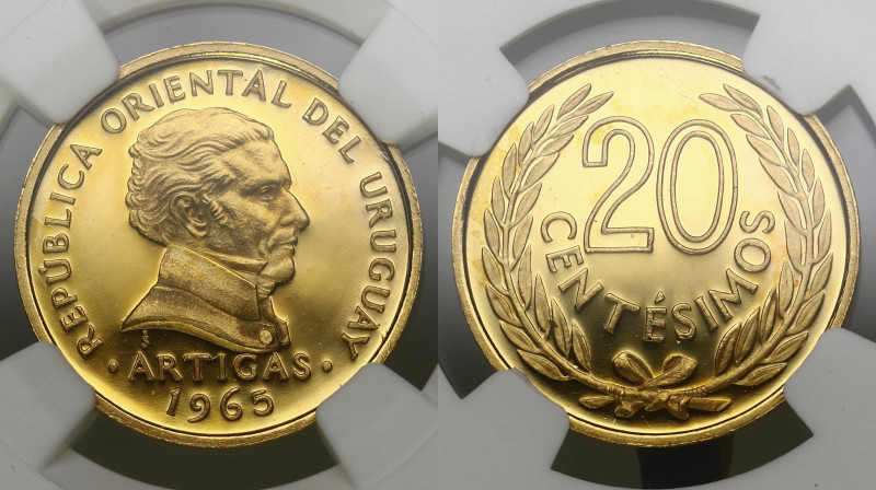 Uruguay. 20 centesimos 1965. Pattern. Proof. NGC PF65 ULTRA CAMEO. AGW 0,162 oz....