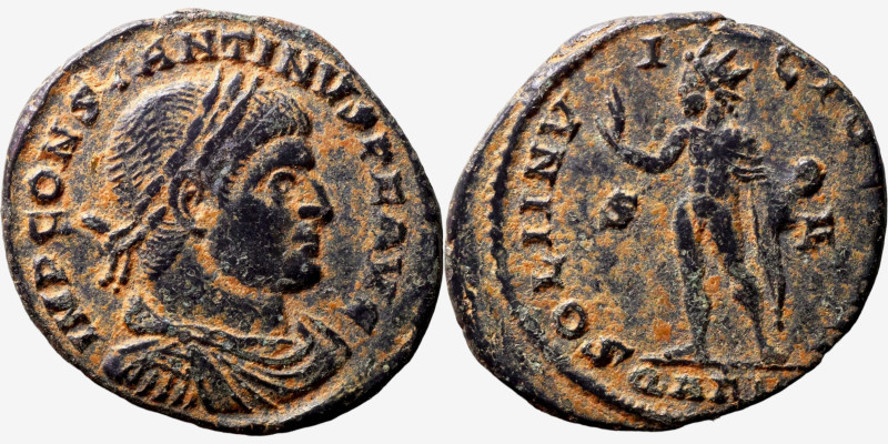 Constantinus I. (307-337 AD). Follis. Aquileia. Obv: CONSTANTINVS AVG. laureate ...