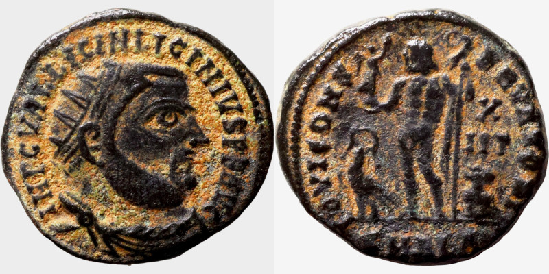 Licinius I. (321-323 AD). Follis. Obv: IMP C VAL LICIN LICINIVS P F AVG. cuirass...