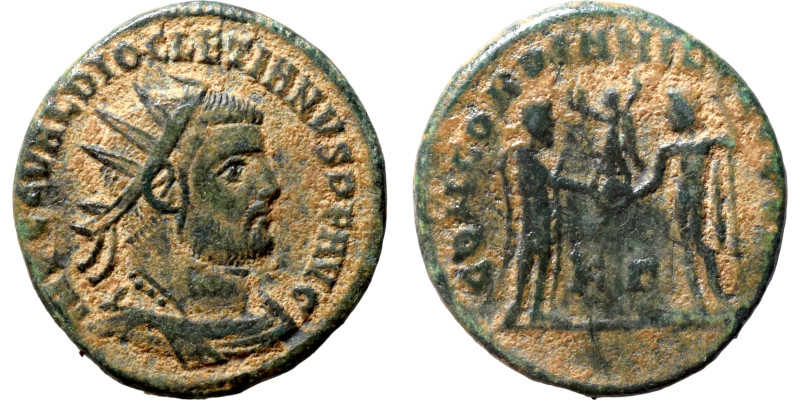 Diocletian. (285 AD). Æ Antoninian. Obv: IMP C C VAL DIOCLETIANVS P F AVG. radia...