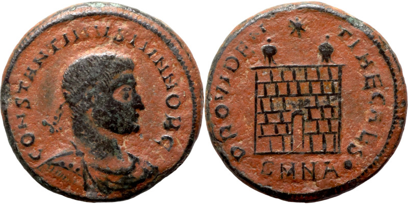 Constantine I, AE follis.CONSTAN-TINVS AVG, draped bust, head right wearing diad...