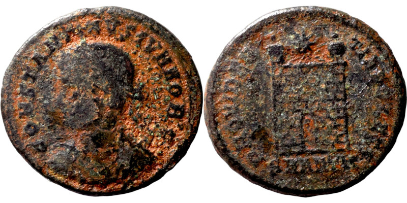 Constantine I, AE follis.CONSTAN-TINVS AVG, draped bust, head right wearing diad...