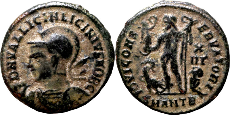 Licinius II. (317-324 AD). Follis. Obv: D N VAL LICIN LICINIVS NOB C. helmeted a...