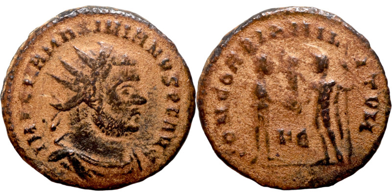 Maximianus. (285-295 AD). Æ Antoninian. Obv: IMP CMA MAXIMIANVS PF AVG. radiate ...