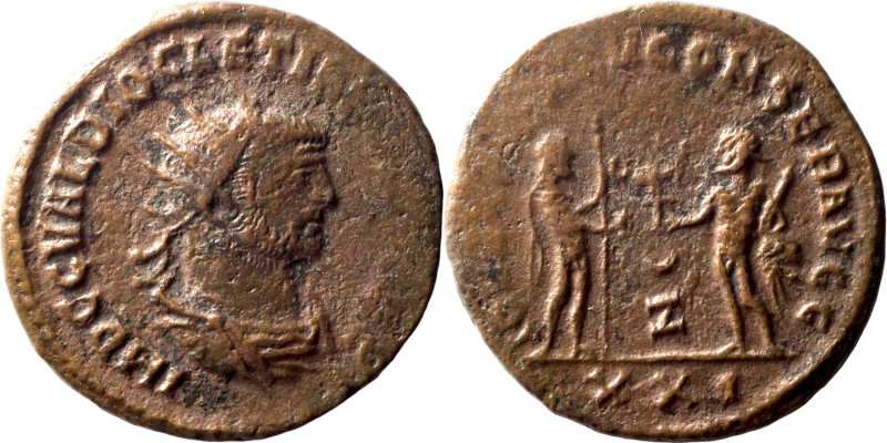 Diocletian. (285 AD). Æ Antoninian.Obv: IMP C M AVR VAL DIOCLETIANVS P F AVG. ra...