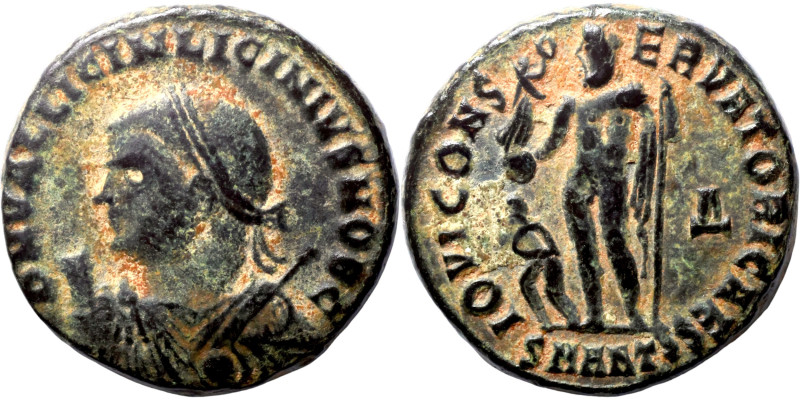 Licinius II. (317-324 AD). Follis. Obv: D N VAL LICIN LICINIVS NOB C. helmeted a...