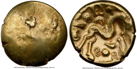 EASTERN GAUL. Ambiani. Ca. 59-50 BC. AV stater (16mm, 5.84 gm). NGC VF 4/5 - 4/5. Sills Class 3b, Gallic War issue, ca. 56-55 BC. Blank convex surface...