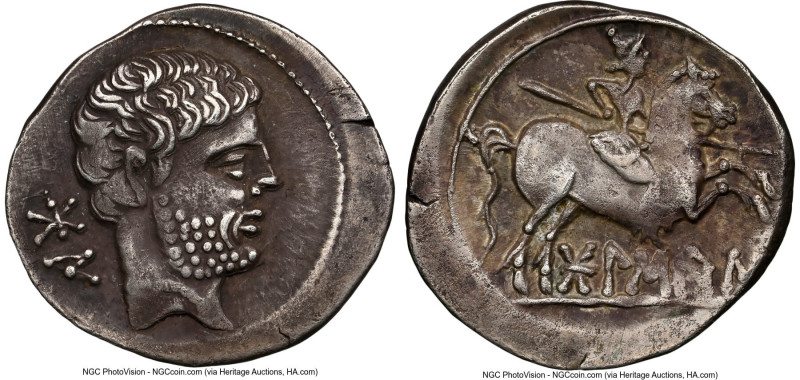 SPAIN. Bolscan (Osca). Ca. 2nd-1st centuries BC. AR drachm or denarius (20mm, 1h...