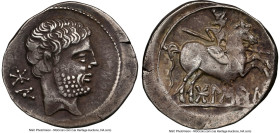 SPAIN. Bolscan (Osca). Ca. 2nd-1st centuries BC. AR drachm or denarius (20mm, 1h). NGC Choice VF, brushed. Ca. 150-100 BC. BON (Iberian), bearded male...