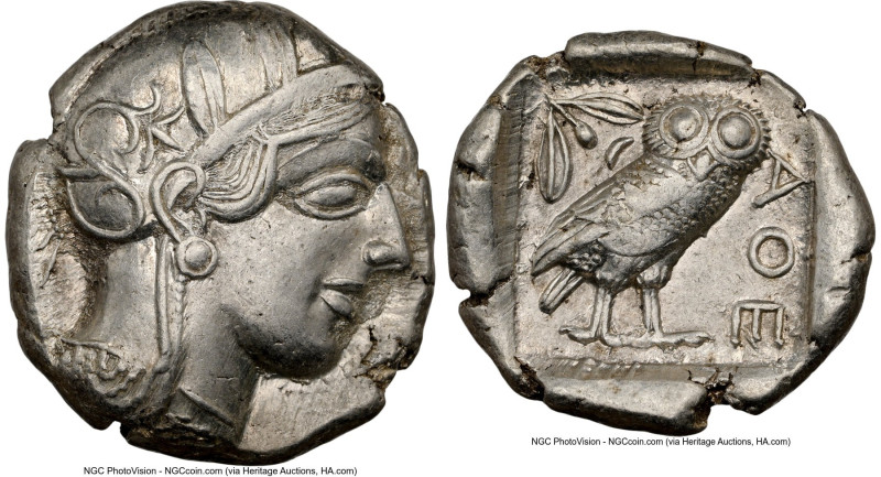 ATTICA. Athens. Ca. 440-404 BC. AR tetradrachm (25mm, 17.17 gm, 9h). NGC AU 4/5 ...