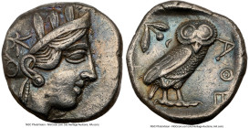 ATTICA. Athens. Ca. 440-404 BC. AR tetradrachm (24mm, 17.01 gm, 9h). NGC XF 4/5 - 2/5, brushed. Mid-mass coinage issue. Head of Athena right, wearing ...