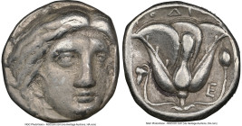 CARIAN ISLANDS. Rhodes. Ca. 316-305 BC. AR tetradrachm (23mm, 15.11 gm, 1h). NGC VF 4/5 - 4/5. Rhodian standard. Head of Helios facing, turned slightl...