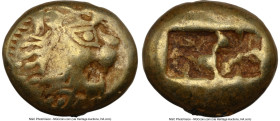 LYDIAN KINGDOM. Alyattes or Walwet (ca. 610-546 BC). EL third-stater or trite (12mm, 4.64 gm). NGC VF 5/5 - 3/5, countermarks. Lydo-Milesian standard,...