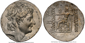 SELEUCID KINGDOM. Alexander II Zabinas (128-122 BC). AR tetradrachm (30mm, 16.24 gm, 1h). NGC Choice XF 5/5 - 3/5, brushed. Antioch on the Orontes. Di...