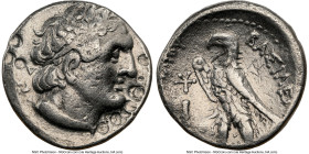 PTOLEMAIC EGYPT. Ptolemy II Philadelphus (285/4-246 BC). AR stater or tetradrachm (26mm, 1h). NGC Fine, brushed, punch marks, graffito. Tyre, undated ...