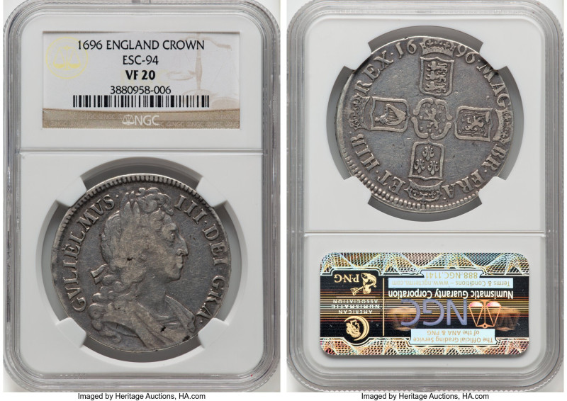 William III Crown 1696 VF20 NGC, KM494.1, S-3472, ESC-94. HID09801242017 © 2024 ...