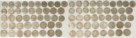 Abbasid 50-Piece Lot of Uncertified silver Dirhams, Unattributed research lot. Sizes range from 20.8-25.3mm. Average weight 2.96gm. Sold as is, no ret...