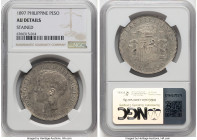 Spanish Colony. Alfonso XIII Peso 1897 SG-V AU Details (Stained) NGC, Manila mint, KM154. One year type. HID09801242017 © 2024 Heritage Auctions | All...