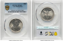 USA Administration 50 Centavos 1921 MS63 PCGS, Manila mint, KM171. Brilliant mint bloom and conservatively graded. HID09801242017 © 2024 Heritage Auct...