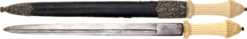 A hunting dagger made from a broken saber. Total length - 554mm. The length of t...