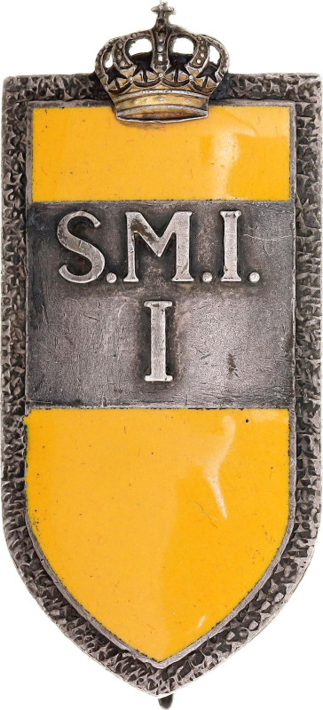 Silver 55x26 mm; Enameled; with hallmarks; Insigna de ofițer al școlii militare ...