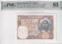 Algeria, 5 Francs, 1941, UNC, p77b
