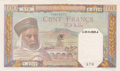 Algeria, 100 Francs, 1945, AUNC(-), p85