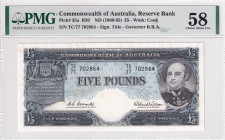 Australia, 5 Pounds, 1960/1965, AUNC, p25a