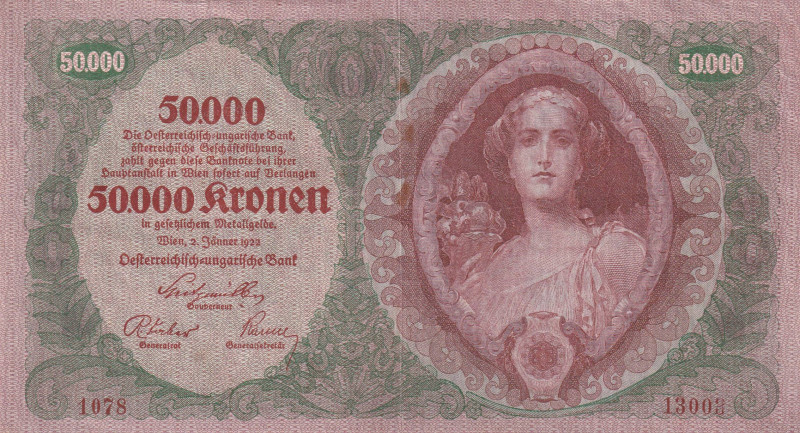 Austria, 50.000 Kronen, 1922, VF, p80

Stained

Estimate: USD 30-60