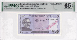 Bangladesh, 5 Taka, 2018, UNC, p64Acs, SPECIMEN