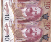 Barbados, 10 Dollars, 2022, UNC, p82, (Total 2 consecutive banknotes)