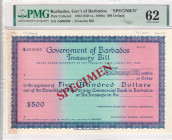 Barbados, 500 Dollars, 1922, UNC, Treasury Bill