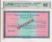 Barbados, 5.000 Dollars, 1980, UNC, SPECIMEN