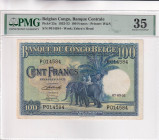 Belgian Congo, 100 Francs, 1952/1953, VF, p25a