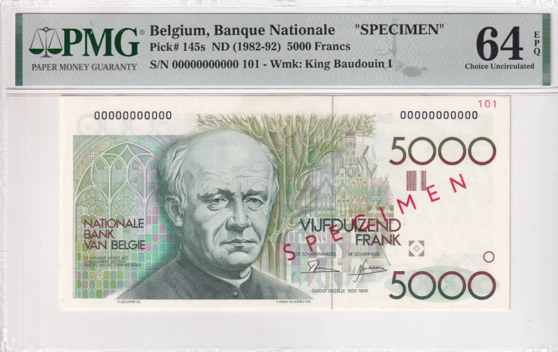 Belgium, 5.000 Francs, 1982/1992, UNC, p145s, SPECIMEN

PMG 64 EPQ

Estimate...