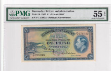 Bermuda, 1 Pound, 1947, AUNC, p16