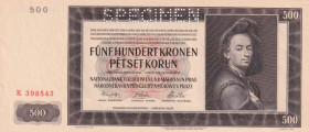 Bohemia and Moravia, 500 Korun, 1942, UNC, p12s, SPECIMEN
