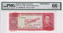 Bolivia, 100 Pesos Bolivianos, 1962, UNC, p157s, SPECIMEN