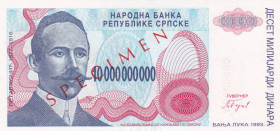 Bosnia - Herzegovina, 10.000.000.000 Dinara, 1993, UNC, p159, SPECIMEN