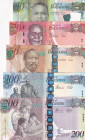 Botswana, 10-20-50-100-200 Pula, 2016-2022, UNC, (Total 5 banknotes)