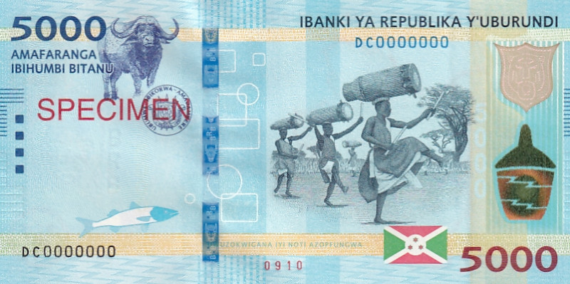 Burundi, 5.000 Francs, 2018, UNC, p53s, SPECIMEN

Estimate: USD 30-60